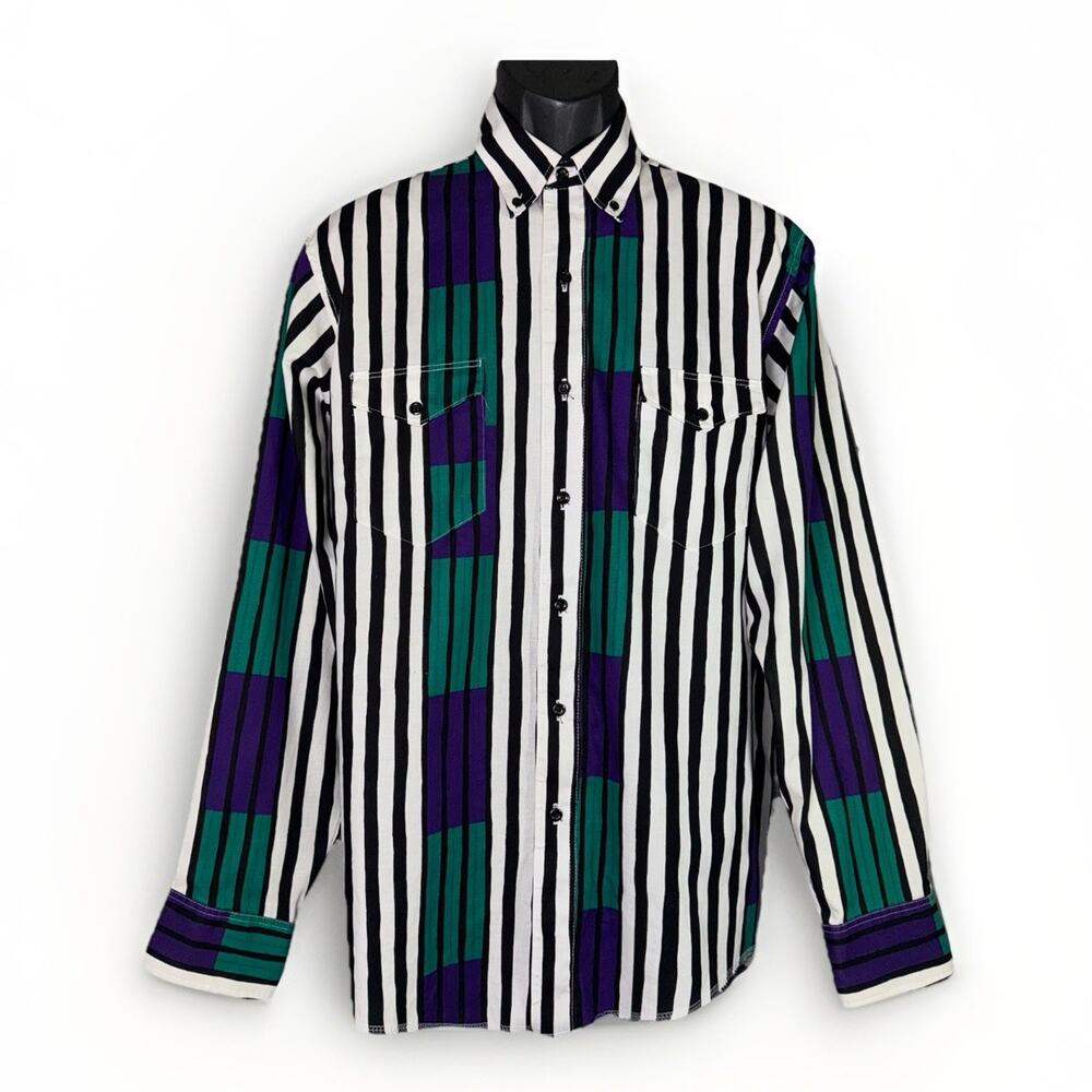 VTG 90s Wrangler 16-34 Striped Cowboy Cut Reg Fit‎ XL Tails Single Needle Tailor